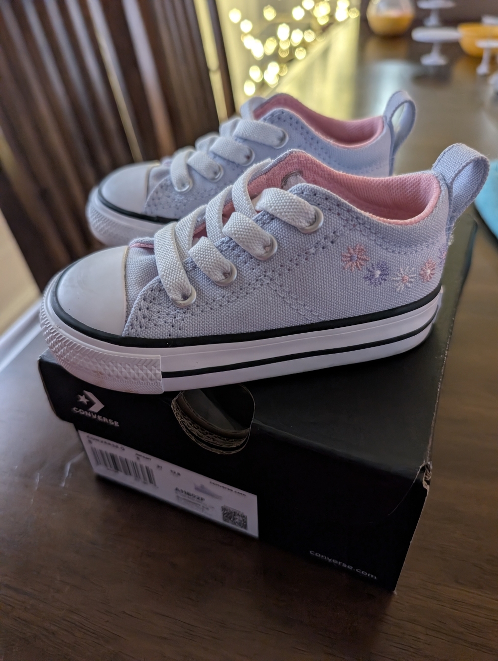 Converse | Purple With Embroidered Flowers. Toddler Baby Size 5